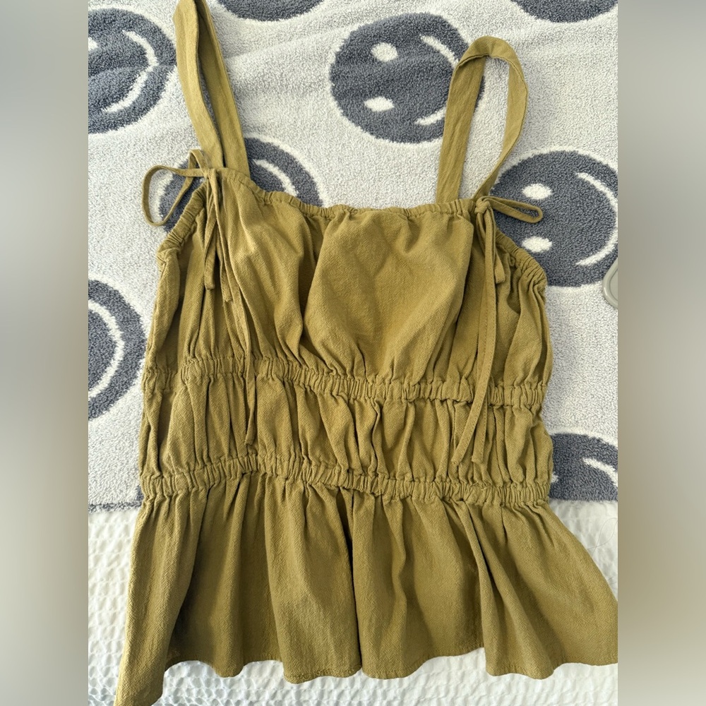 Olive Green Ruffle Top
